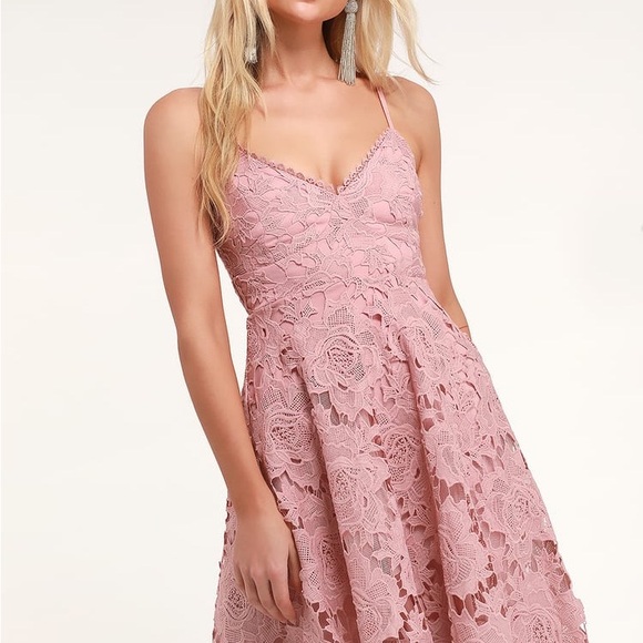 Lulu’s Nora Lee Dusty Rose Sleeveless Lace Midi Dress - Picture 4 of 4